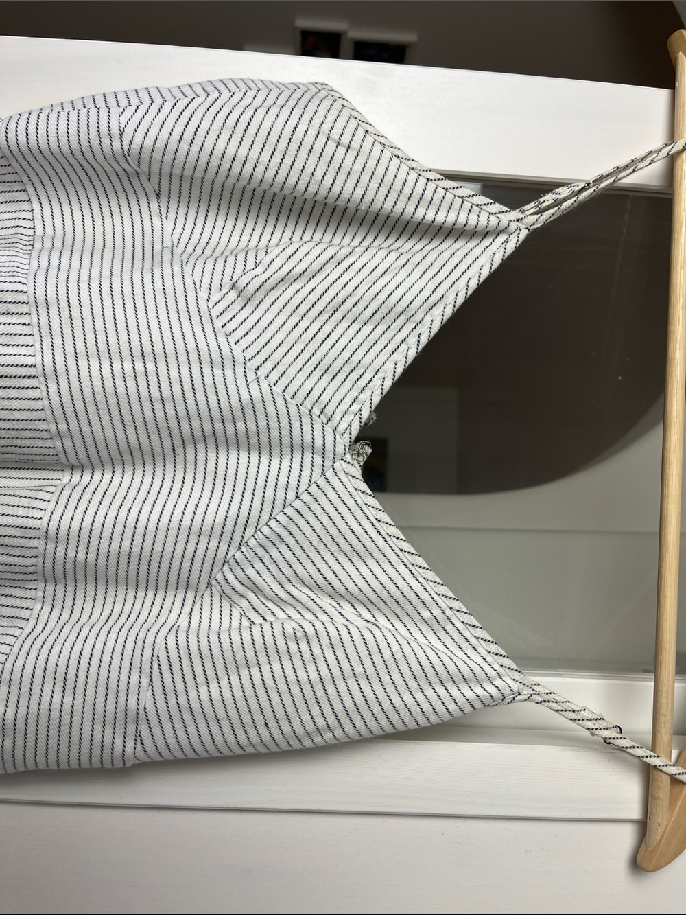 Banana Republic 100% Cotton White and Light Gray Striped Midi Dress - Picture 4 of 5